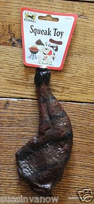 Chicken Leg Vinyl Squeak Toy Dog Puppy Pet Fetch Play Chew Tugging Fitness Fun  - Image 1 of 3
