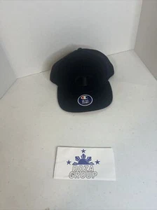 Champion Mens Snapback Hat Black black Logo Flat Bill Trucker Adjustable - Picture 1 of 5
