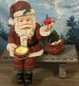 Vintage 2003 Weihnachtsmann ruht auf Bank Vogelfutterhaus RAR groß und schwer - Bild 1 von 10