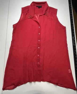 I Jeans By Buffalo Womens Sz Small Sheer Tank/Blouse Studded Collar - Image 1 of 4