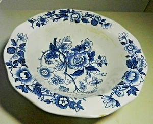 Wedgwood WINDERMERE BLUE 9" Round Vegetable Serving Bowl Floral-England-1959-62 - Picture 1 of 6