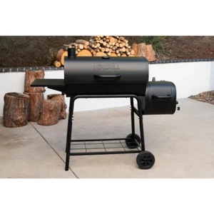 Black Barrel Charcoal Grill/Smoker With Large Side Shelf Heavy Duty Steel 29 in. - Picture 1 of 12