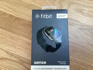 Fitbit Sense Activity Tracker - Black Health Watch + ECG app Box and Charger - Picture 1 of 9