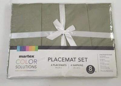 Martex Color Solutions Sage Color Placemat Set 8 piece 4 Placemats 4 Napkins  ER - Image 1 of 4