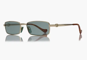 Gucci GG1600S 003 Gold/Green Rectangular Full Metal Women's Sunglasses - Picture 1 of 4