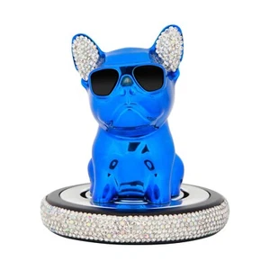 Car Air Freshener Bobblehead Bling Studded Frenchie Dashboard Car Diffuser - Picture 1 of 11