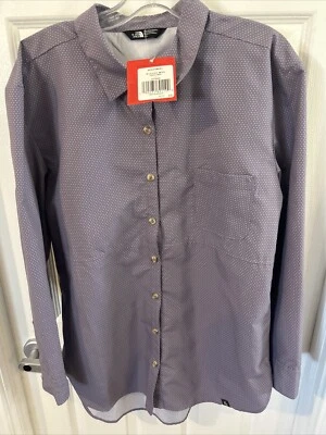 NUEVO CON ETIQUETAS Camisa The North Face Stevie Mujer Manga Larga Botón Frontal Púrpura Salvia Talla L Foto 1 de 4