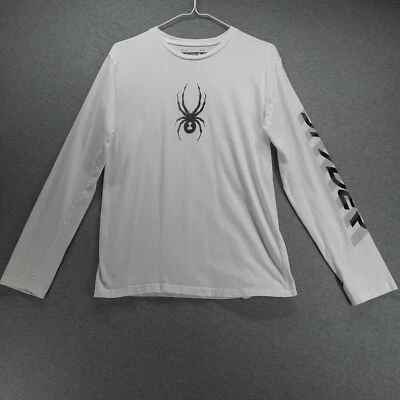 Camiseta Spyder Niños XL 18/20 Blanco Algodón Cuello Redondo Manga Larga Camiseta Deletreada Foto 1 de 4