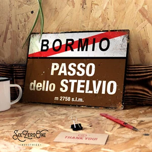 Giro STELVIO Blechschild Cycling Climb Italian d'Italia worn print Radreise Road - Bild 1 von 6