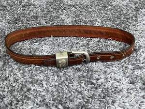 Ferrari Kids Leather Belt Buckle Brown Logo Classic - Picture 1 of 9