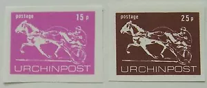 Local (City) Post - 2 stamps 1971 Postal Strike Urchinpost Horse Racing imperf. - Picture 1 of 1