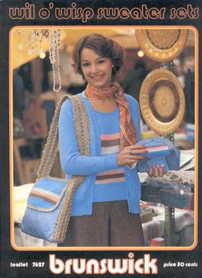 Wil o' Wisp Sweater Sets Knitting Knit Pattern Leaflet Brunswick 7627  - Image 1 of 2