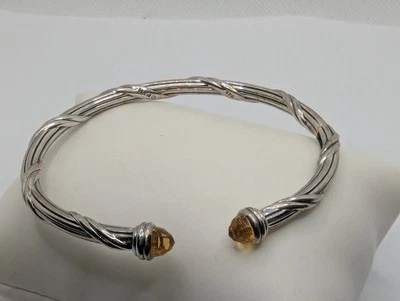 Brazalete Peter Thomas Roth de plata de ley 925 con bisagras de citrino - 7" Foto 1 de 4