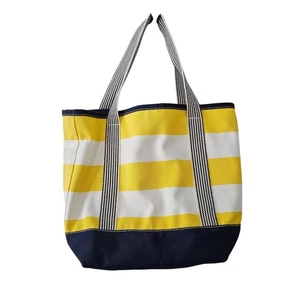 Lands End Canvas gelb Streifen Print Medium oben offen Beuteltasche Tasche - Bild 1 von 7