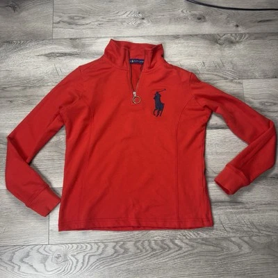 Polo Ralph Lauren GRAN Caballo NIÑAS Talla 8-10 Pequeño Naranja Y Azul 1/4 Cremallera Foto 1 de 4