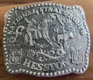 NEW VTG Hesston National Finals Rodeo NFR Belt Buckle - Brass - Limited - 1985 - Picture 1 of 2