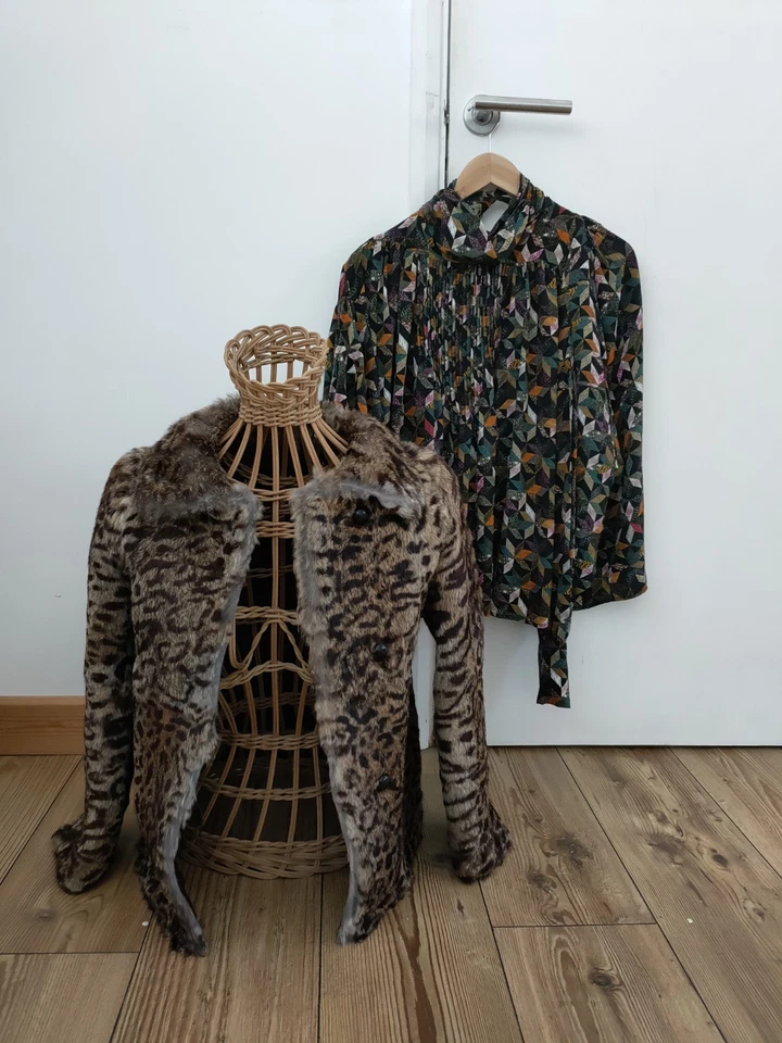 Isabel Marant primo Real Rabbit Fur Leather Jacket 34 Uk6 TTS leopard print - Image 1 of 4