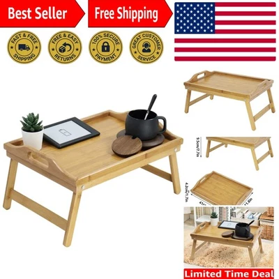 Bandeja para servir cama de bambú natural con patas ligeras y plegables - estilo moderno Foto 1 de 4