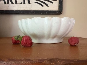 ATQ Ironstone Scalloped 9.5" D Bowl - !GORGEOUS! - Super Chunky Stained & Crazed - Picture 1 of 12