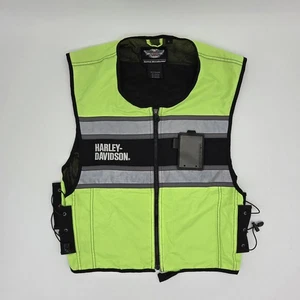 Harley Davidson Weste Herren Large Official Hi-Vis Sicherheit reflektierende Reißverschlusstaschen - Bild 1 von 13