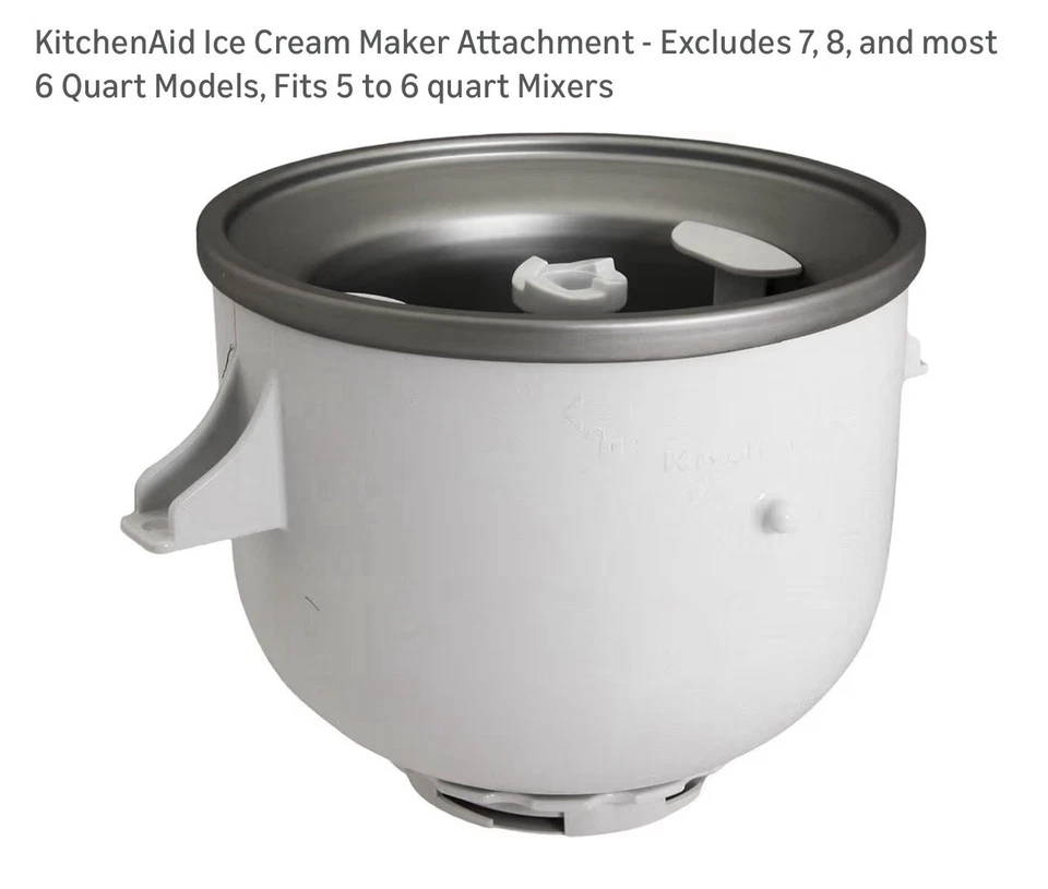 KitchenAid Ice Cream Maker Attachment-Excludes 7, 8,and most 6 Quart,Fits 5 to 6 - Image 1 of 4