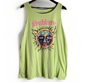 SUBLIME Sleeveless Tank Top Women’s Sz 2XL Sun Flower Logo Graphic Lime Green - Picture 1 of 10