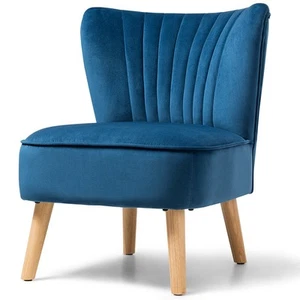 Modern Velvet Leisure Chair Home Armless Accent Single Sofa Upholstered Blue - Picture 1 of 6