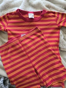 Boys Size 14 Hanna Andersson Red And Orange Striped Shortie Pajamas Set - Picture 1 of 4