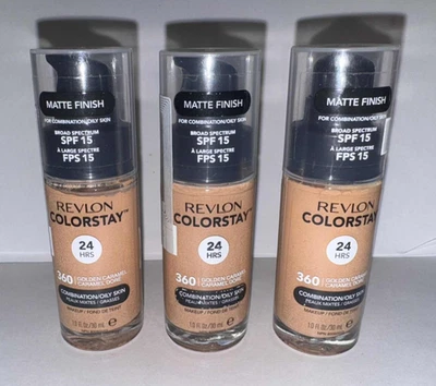 X3 ~ Shade 360 GOLDEN CARAMEL ~ REVLON Colorstay MATTE FINISH Makeup Foundation - Image 1 of 3