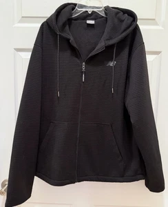 New Balance Herren schwarz Hoodie Full Zip Jacke Fleece innen Waffel außen - Bild 1 von 6