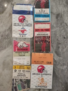 Arkansas Razorbacks Football Vintage 6 Stub Tickets Texas Tennessee SMU Tulsa 🐗 - Picture 1 of 13