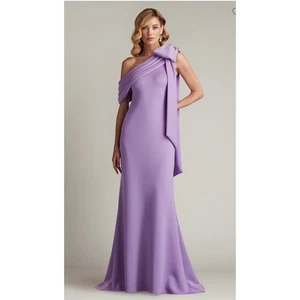 Vestido de crepé Tadashi Shoji Cassia con lazo y hombros - Talla 8 - Imagen 1 de 7