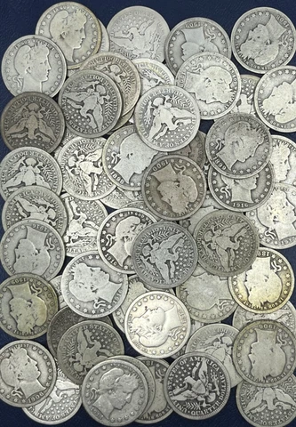 1 EACH BARBER QUARTER circulated condition good or better 90% silver Cover
