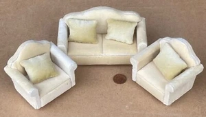 Dolls House Yellow Sofa Three Piece Suite Furniture Accessory Tumdee 1:12 Scale