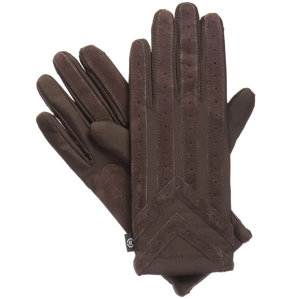 Isotoner Men's Stretch Classics Fleece Lined Gloves Brown Medium / Large