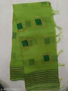 Women's Bandhni Chiffon Saree with Separate Blouse Piece - Picture 1 of 4