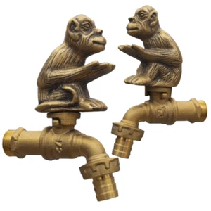 Garden Brass Faucet Monkey Spigot Vintage Outdoor Water Tap Hose Home Decor - Picture 1 of 3