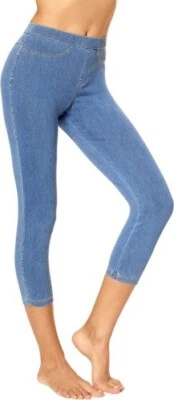 Women’s Classic Capri Denim Leggings with Pockets - Stylish & Comfortable - Image 1 of 4