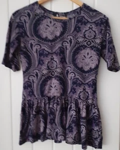 Purple paisley print peplum tunic in size 10 - Picture 1 of 4