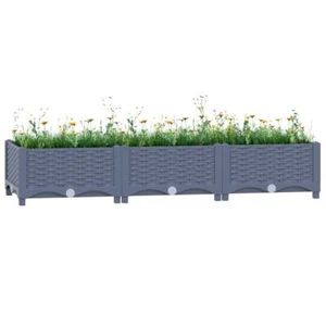 Raised Bed Blue Grey Polypropylene 47.2 x 15.7 x 9.1 in Durable - Picture 1 of 6