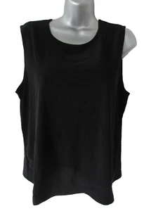JM Woman 2X Basic Black Tank Top Stretch Blouse Wide Strap Ribbed Camisole Shell - Picture 1 of 5