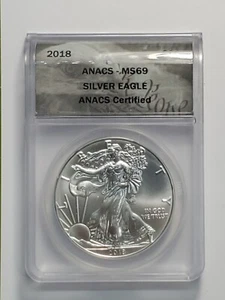 American 2018 Silver Eagle Dollar Coin ANACS Certified MS69 - Picture 1 of 3