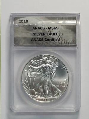 American 2018 Silver Eagle Dollar Coin ANACS Certified MS69 - Image 1 of 3