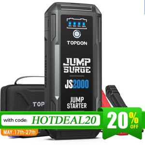 TOPDON 2000Amp USB Car Jump Starter Pack Booster Battery Charger Power Bank UK