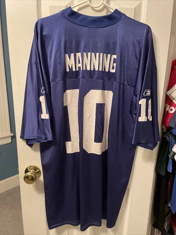 Eli Manning New York Giants football Reebok men’s blue jersey size XL Cover