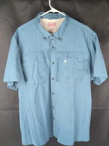 Coleman Mens Vented Fishing XXL 2XL Shirt Mesh Lined Short Sleeve Button Up Blue - Picture 1 of 11