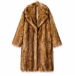 Old Money Winter Solid Lapel Long Faux Fur Overcoat Casual Thicken Warm Fluffy - Bild 1 von 14