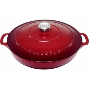 Chasseur 30cm Low Round Casserole Bordeaux Red 2.5L Shallow Cast Iron - Picture 1 of 1