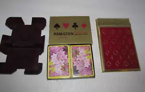Vintage BRIDGE SCOREPAD HOLDER w/BRASS COVER, Card Holder, and 2 Decks of Cards - Picture 1 of 9
