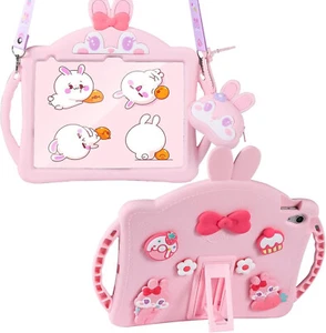 iPad 10. (10,9") & 11. (A16) Generation 3D weiche Silikonhülle, mit Band, rosa - Bild 1 von 13